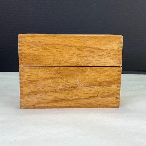 Vintage Hedges Hinged Box Joint Wood Recipe Box - Picture 1 of 13